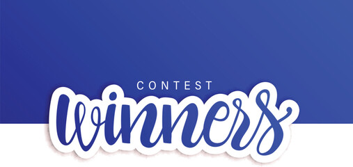 Contest Winners banner. Giveaway banner. Champion banner. Blue design.