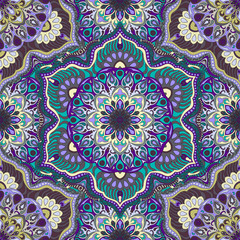 Ornate floral seamless texture, endless pattern with vintage mandala elements.