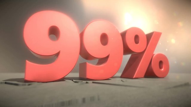 3d animation of 99 percent discount falling sign
