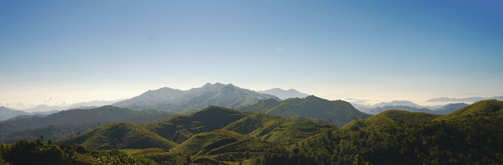 Obraz na płótnie Canvas Mountain land scape in bright sunny morning