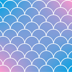 Fish scale on trendy gradient background. Square backdrop with fish scale ornament. Bright color transitions. Mermaid tail banner and invitation. Underwater and sea pattern. Blue, rose, pink colors.