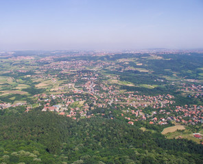 Panorama of the Serbian village of the air