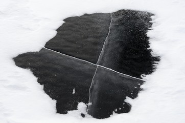 Frozen Tornetrask lake in Swedish Lapland