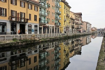 Fototapeta na wymiar Naviglio grande in Milan, Italy