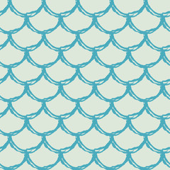 Fish scale seamless pattern. Reptile, dragon skin texture. Tillable background for your fabric, textile design, wrapping paper, swimwear or wallpaper. Blue mermaid tail with fish scale underwater.