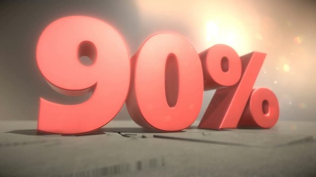 3d animation of 90 percent discount falling sign