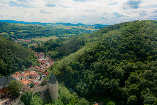 Panorama dal castello di Karlestein in Repubblica Ceca