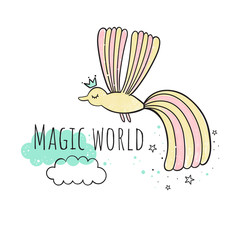 Colorful Phoenix. Watercolor illustration