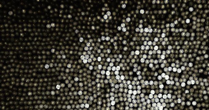 Rows of bullet. Bullets Background. Dolly shot. Trade In Weapons - Bullets Background