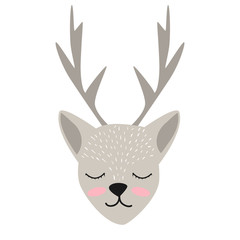 Cute. Deer. . Scandinavian style. Children's. Print. For clothes, postcard. For your design.