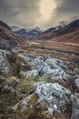 Fototapeta premium Winter Landscape of Snowdonia in North Wales, UK