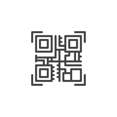 QR code outline icon. linear style sign for mobile concept and web design. Blockchain based connections simple line vector icon. Symbol, logo illustration.