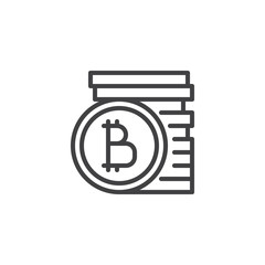 Bitcoins stack outline icon. linear style sign for mobile concept and web design. Stacked cryptocurrency coins simple line vector icon. Symbol, logo illustration. Pixel perfect vector graphics