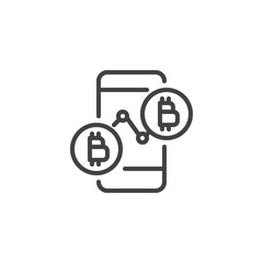 Bitcoin price chart outline icon. linear style sign for mobile concept and web design. Mobile cryptocurrency exchange simple line vector icon. Symbol, logo illustration. Pixel perfect vector graphics