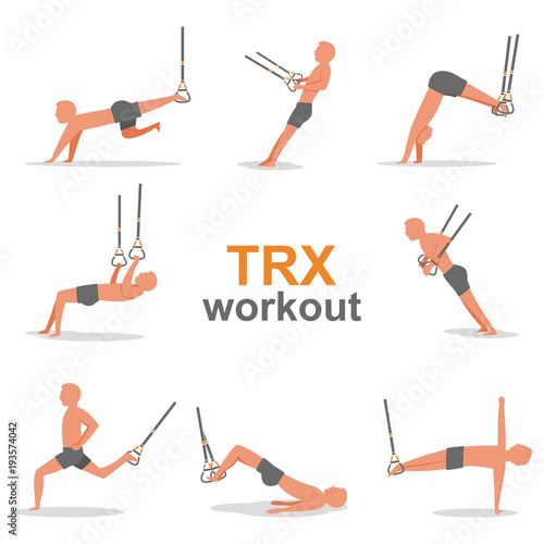 "TRX workout set. Training with suspension. Healthy lifestyle. Total