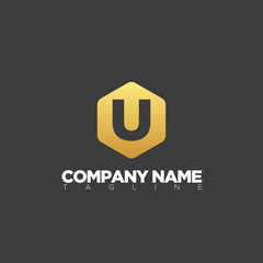 u modern letter logo template