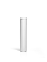 Round white matte aluminum tube with cap for effervescent or carbon tablets, pills, vitamins. Realistic packaging vector mockup template. Side view