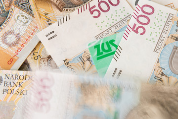 Polish money, closeup of new banknotes, retirement, ZUS - obrazy, fototapety, plakaty