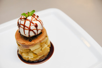 Apricot And Peach Dessert With Ice Cream