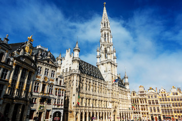 Fototapeta na wymiar BRUSSELS, BELGIUM - August 27, 2017: Grand Place in Brussels city, Belgium.