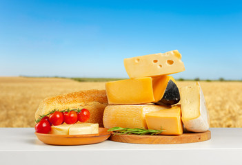 cheese on wooden table