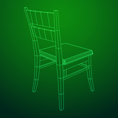 Chair with backrest wireframe low poly mesh vector illustration