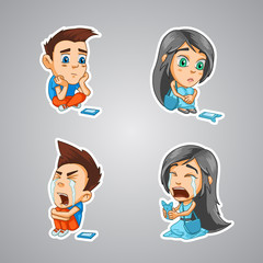 A girl and a boy are waiting for a phone call, crying badly from a bad response in a phone