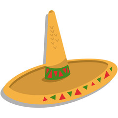 Sombrero isolated on white background. Vector cartoon illustration.