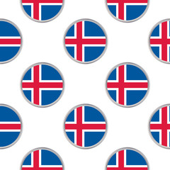 Seamless pattern from the circles with flag of Iceland.