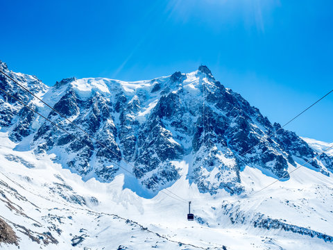 Chamonix cable car to viewpoint of Mont Blanc mountain in France
