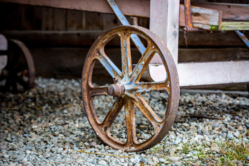 Fototapeta na wymiar metal wheel of rural cart