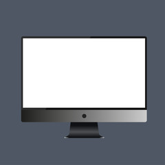 Modern computer realistic monitor mockup Device with white Screen Isolated on marengo color Background.