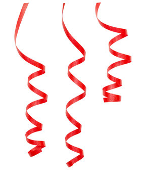 Set of red twisted ribbons