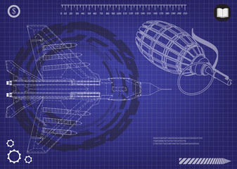3d model of a fighter and a grenade