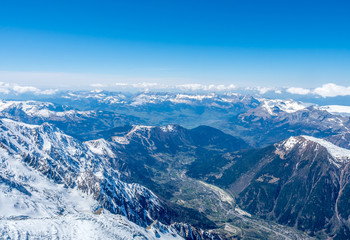 Mont Blanc mountain peak in Chamonix, France