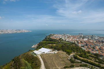 Fototapeta na wymiar Almada and Tagus river view, Portugal