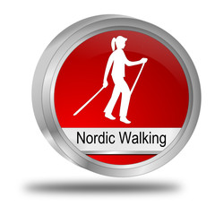 Nordic Walking Button - 3D illustration