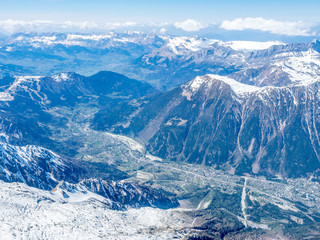 Mont Blanc mountain peak in Chamonix, France