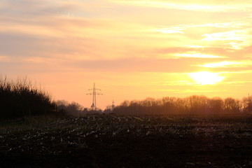 Ritterhude im Winter beim Sonnenuntergang