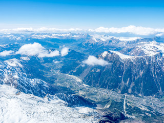 Fototapeta na wymiar Mont Blanc mountain peak in Chamonix, France