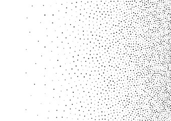 Abstract gradient halftone random dots background. A4 paper size, vector illustration, bw backdrop using halftone circle dots raster pattern texture. Vector illustration