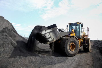 Mining wheel loader for transporting Manganese for processing