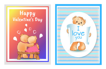 I Love You and Me Teddy Bears Vector
