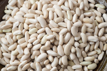 closeup to raw white bean