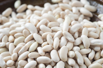 closeup to raw white bean