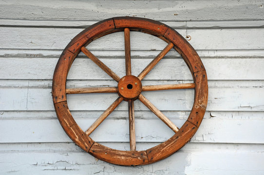 Old weathered wagon wheel