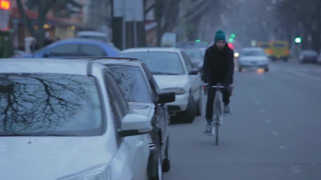 Dangerous accident in city car door opened bicyclist extremely ride around