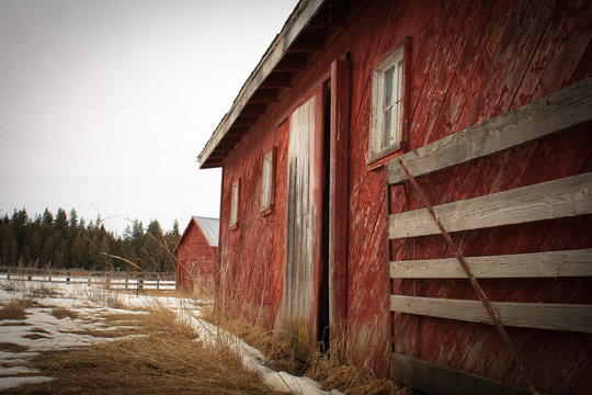 Abandoned Red Barn.  Sandpoint, Idaho.