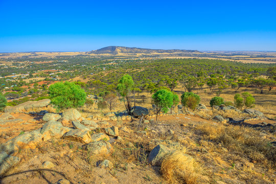 Summit of Mount Brown in York lookout, a popular place in Avon Valley, Western Australia. Mount Brown is down to the townsite of York the oldest inland settlement in Western Australia.