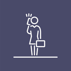 Business woman using smartphone icon ui people simple line flat illustration